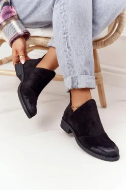 Discount Damskie Botki Z Wycięciami Czarne Hillary Damskie Botki Wiosenne|Czarne Botki