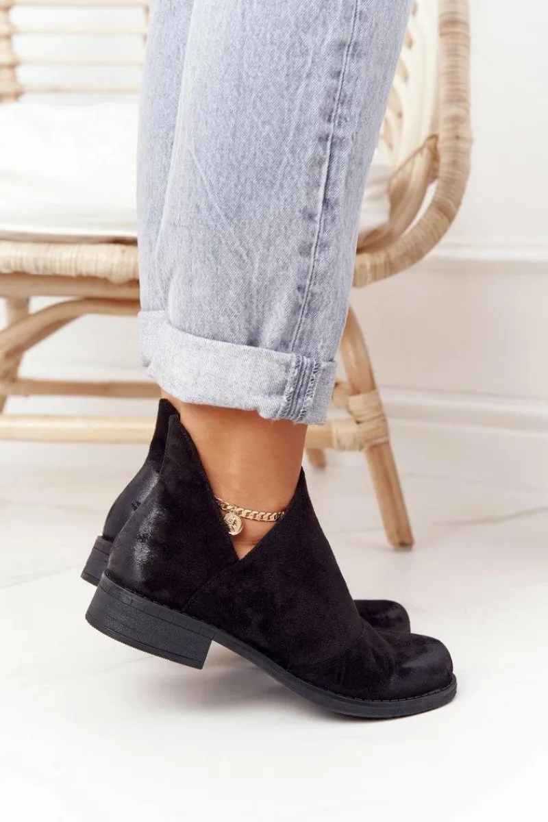 Discount Damskie Botki Z Wycięciami Czarne Hillary Damskie Botki Wiosenne|Czarne Botki