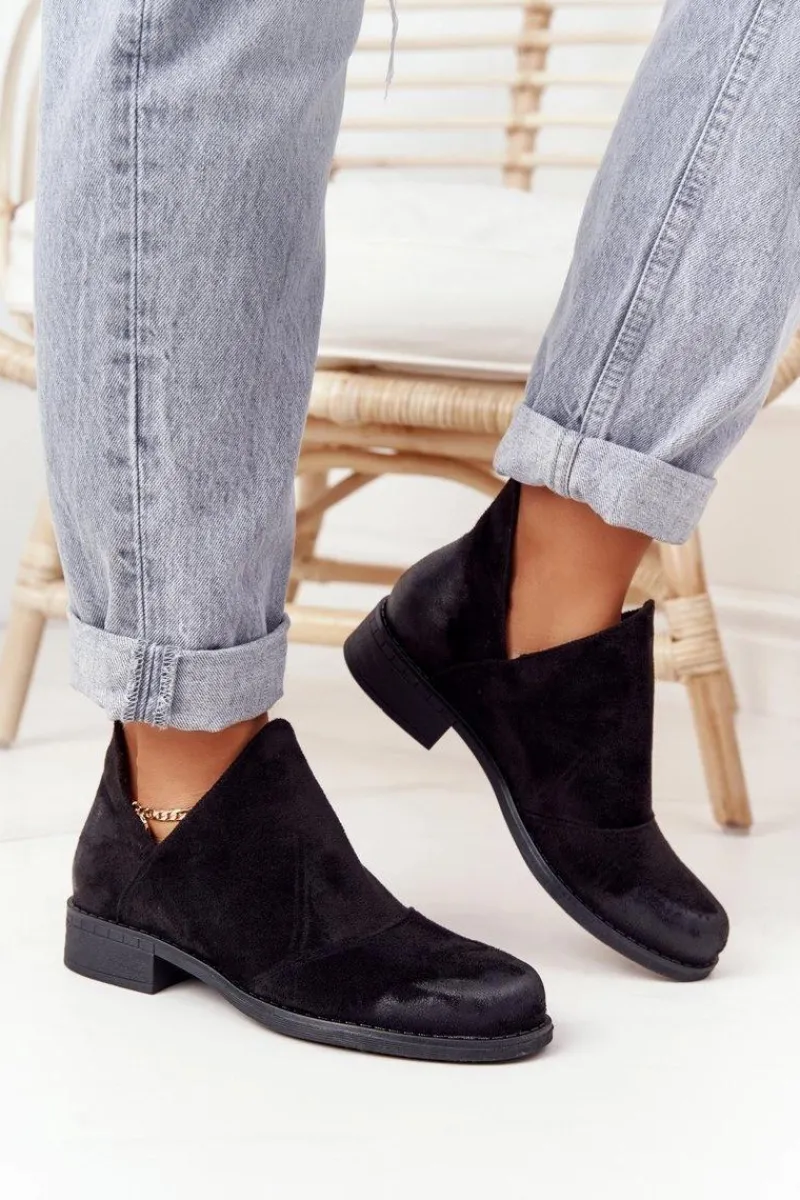 Discount Damskie Botki Z Wycięciami Czarne Hillary Damskie Botki Wiosenne|Czarne Botki