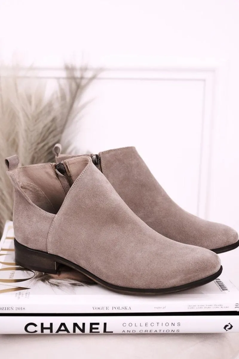 Online Boto Damskie Botki Z Wycięciem Zamszowe Cappuccino Clarence