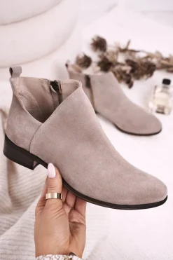 Online Boto Damskie Botki Z Wycięciem Zamszowe Cappuccino Clarence