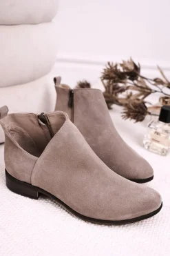 Online Boto Damskie Botki Z Wycięciem Zamszowe Cappuccino Clarence