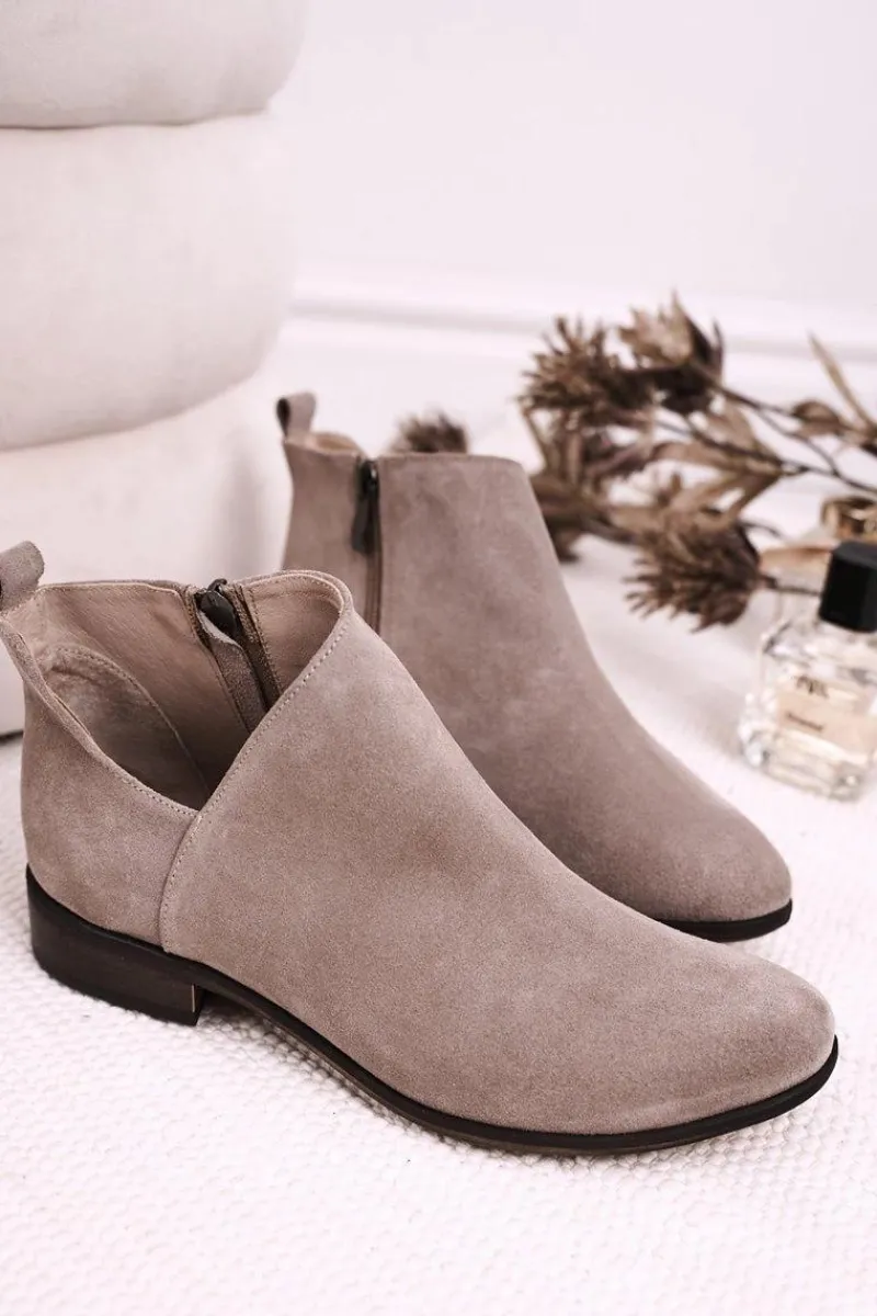 Online Boto Damskie Botki Z Wycięciem Zamszowe Cappuccino Clarence