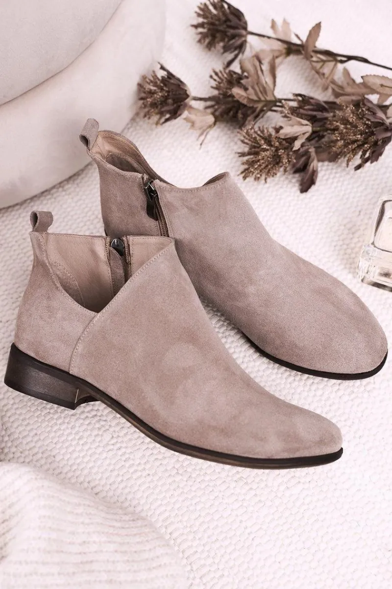 Online Boto Damskie Botki Z Wycięciem Zamszowe Cappuccino Clarence