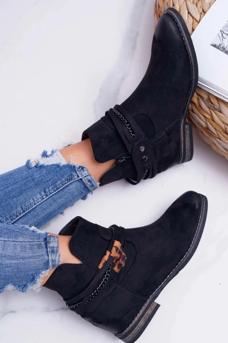 Botki Na Koturnie|Botki Zimowe Damskie>Buty damskie Vinceza Damskie Botki Zamszowe Ukryty Koturn Czarne Mirley