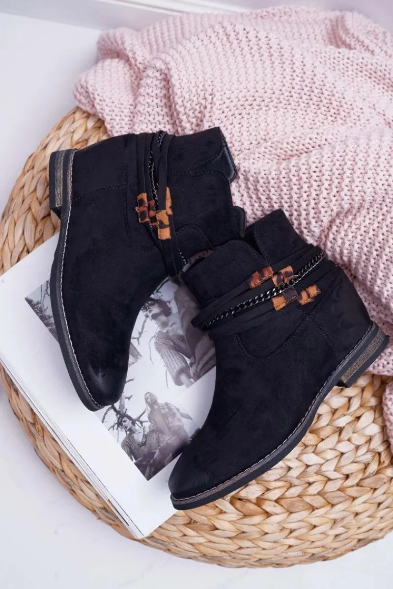 Botki Na Koturnie|Botki Zimowe Damskie>Buty damskie Vinceza Damskie Botki Zamszowe Ukryty Koturn Czarne Mirley