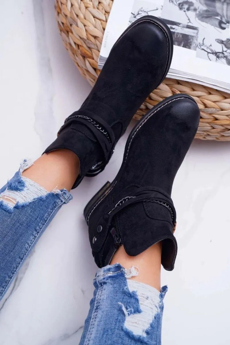 Botki Na Koturnie|Botki Zimowe Damskie>Buty damskie Vinceza Damskie Botki Zamszowe Ukryty Koturn Czarne Mirley