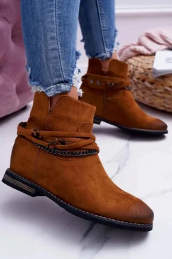 Clearance Buty damskie Vinceza Damskie Botki Zamszowe Ukryty Koturn Camel Mirley