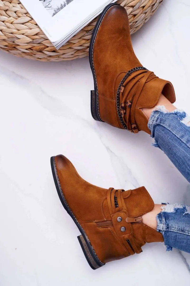 Clearance Buty damskie Vinceza Damskie Botki Zamszowe Ukryty Koturn Camel Mirley