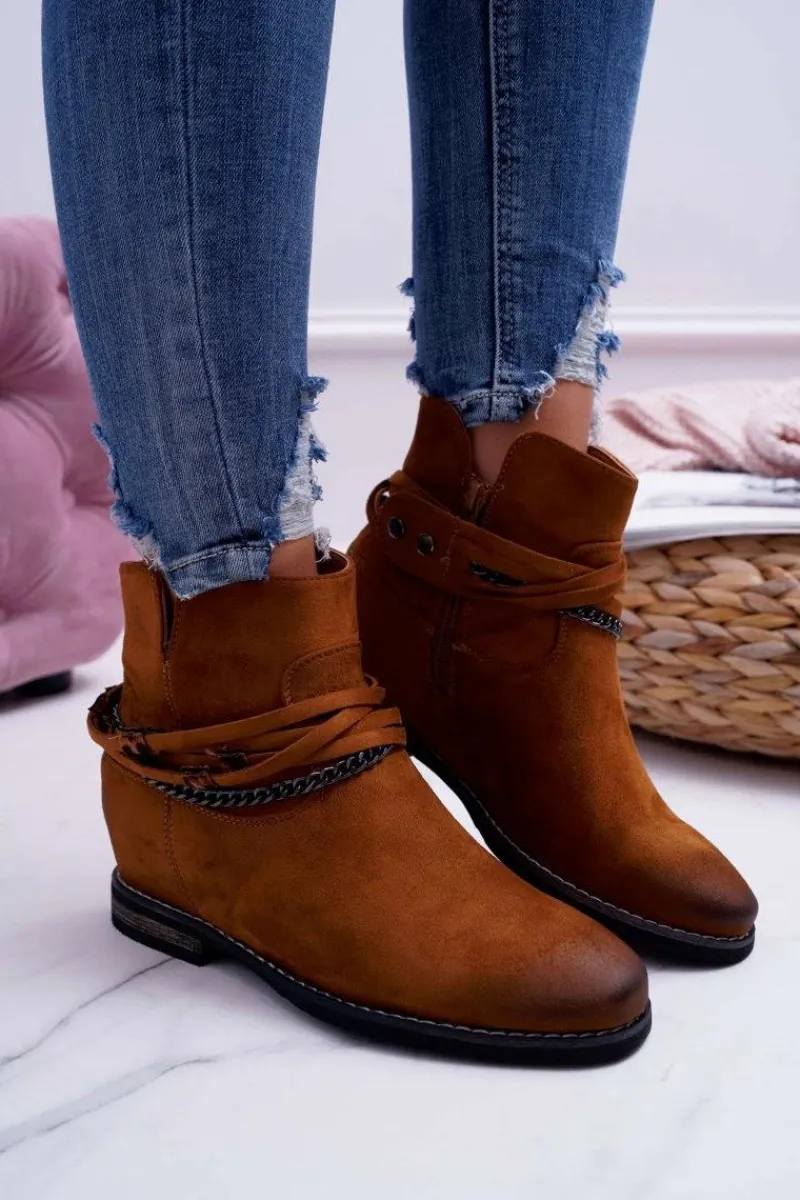 Clearance Buty damskie Vinceza Damskie Botki Zamszowe Ukryty Koturn Camel Mirley