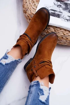 Clearance Buty damskie Vinceza Damskie Botki Zamszowe Ukryty Koturn Camel Mirley