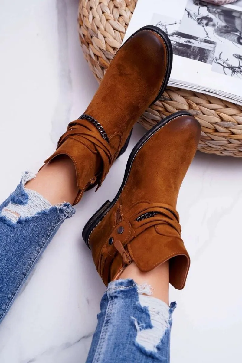 Clearance Buty damskie Vinceza Damskie Botki Zamszowe Ukryty Koturn Camel Mirley