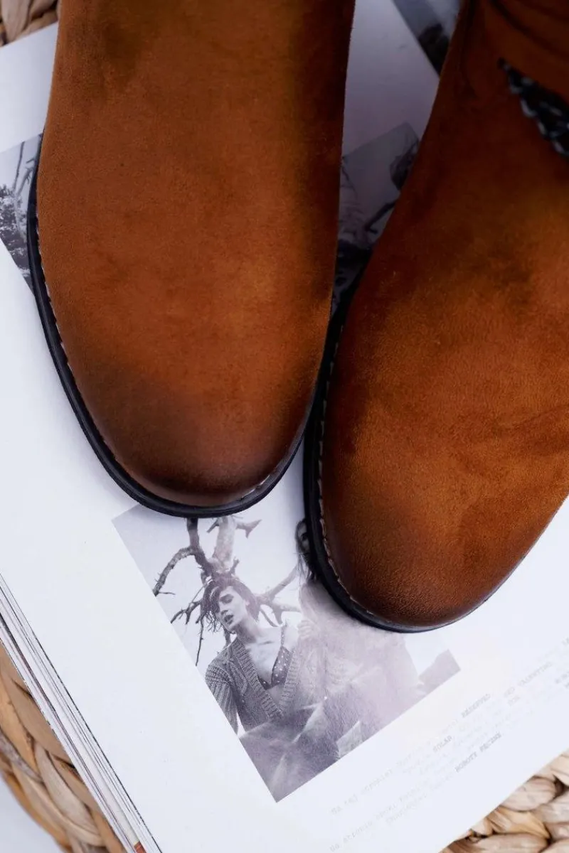 Clearance Buty damskie Vinceza Damskie Botki Zamszowe Ukryty Koturn Camel Mirley