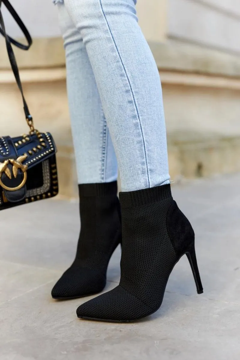 Damskie buty S.Barski Damskie Botki Ze Skarpetą Na Szpilce Czarne Last Night