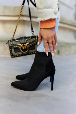 Damskie buty S.Barski Damskie Botki Ze Skarpetą Na Szpilce Czarne Last Night