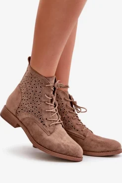 Botki Ażurowe|Brązowe I Beżowe Botki><noscript><img width=