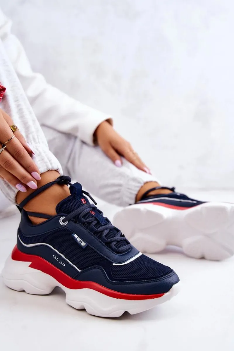 Buty Sportowe Big Star|Sneakersy Damskie>Big Star Shoes Damskie Buty Sportowe Big Star JJ274A117 Granatowe