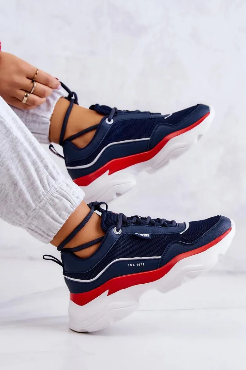 Buty Sportowe Big Star|Sneakersy Damskie>Big Star Shoes Damskie Buty Sportowe Big Star JJ274A117 Granatowe