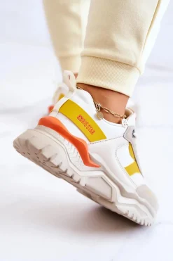 Outlet Damskie Buty Sportowe Big Star JJ274A411 Biało-Beżowe Damskie Buty Sportowe Big Star|Sneakersy Damskie