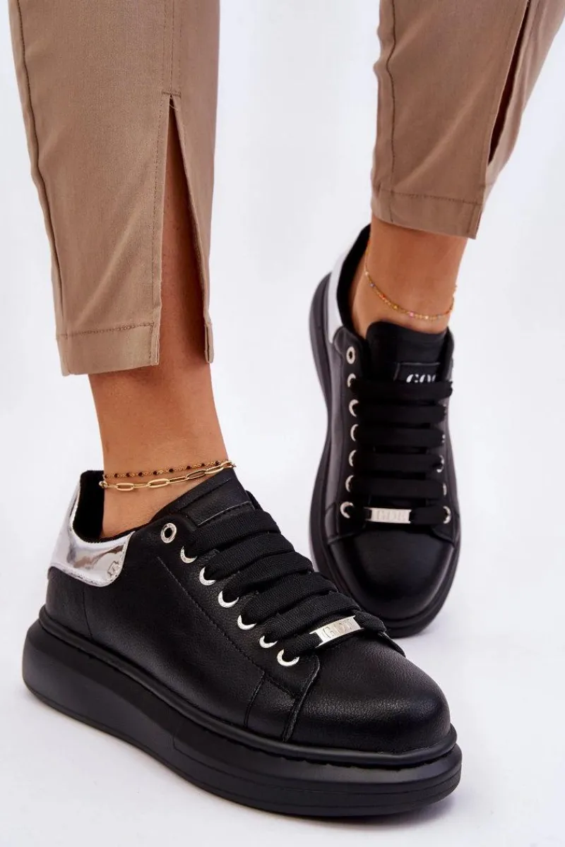 Sneakersy Damskie>GOE Damskie Buty Sportowe LL2N4012 Czarno-Srebrne