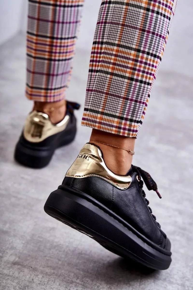 Sale Damskie Buty Sportowe KK2N4073 Czarne Damskie Sneakersy Damskie