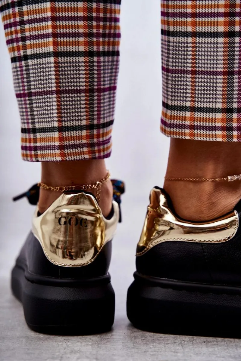 Sale Damskie Buty Sportowe KK2N4073 Czarne Damskie Sneakersy Damskie