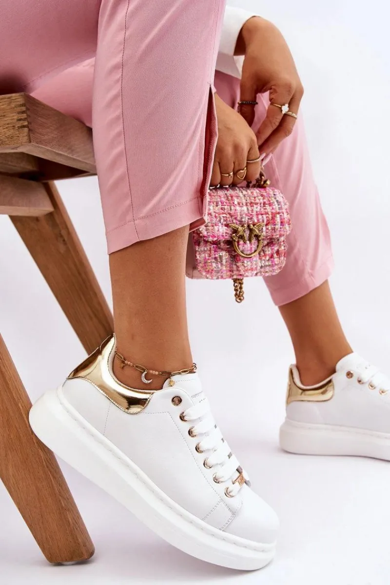 Sneakersy Damskie>GOE Damskie Buty Sportowe LL2N4011 Biało-Złote