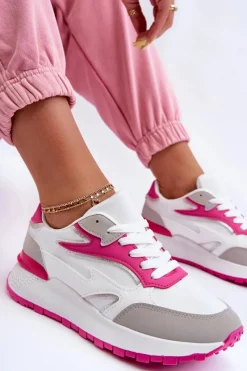 Sneakersy Damskie|Buty Sportowe Na Platformie>Boto Damskie Buty Sportowe Na Platformie Biało-Różowe Henley