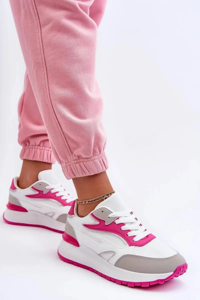 Sneakersy Damskie|Buty Sportowe Na Platformie>Boto Damskie Buty Sportowe Na Platformie Biało-Różowe Henley