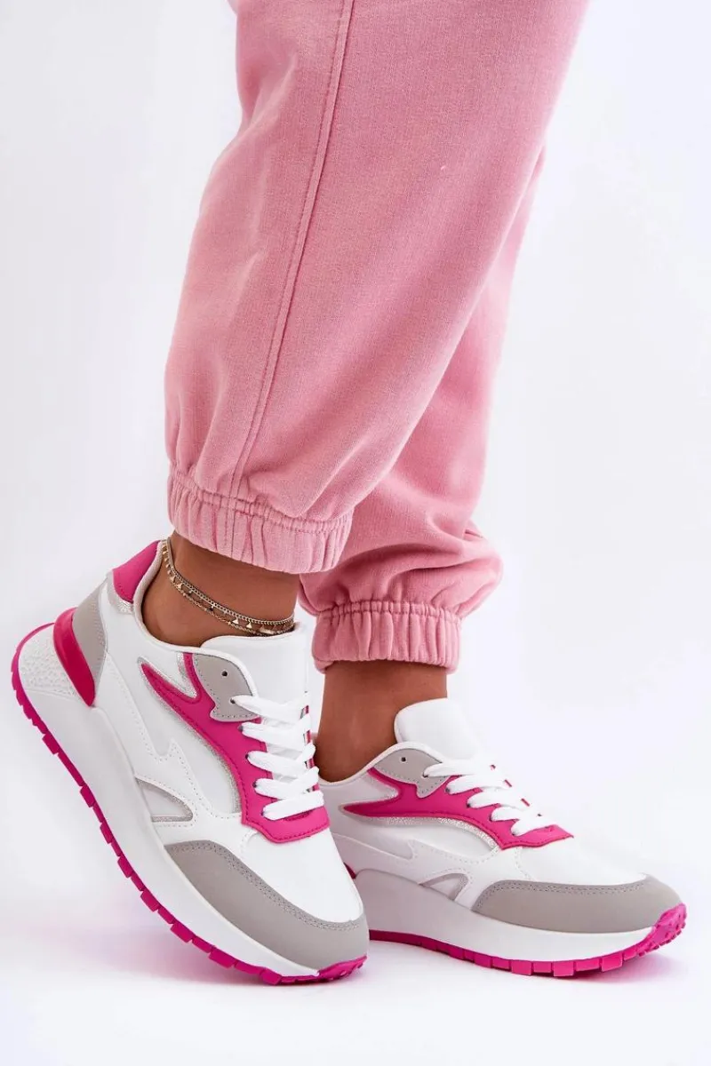 Sneakersy Damskie|Buty Sportowe Na Platformie>Boto Damskie Buty Sportowe Na Platformie Biało-Różowe Henley
