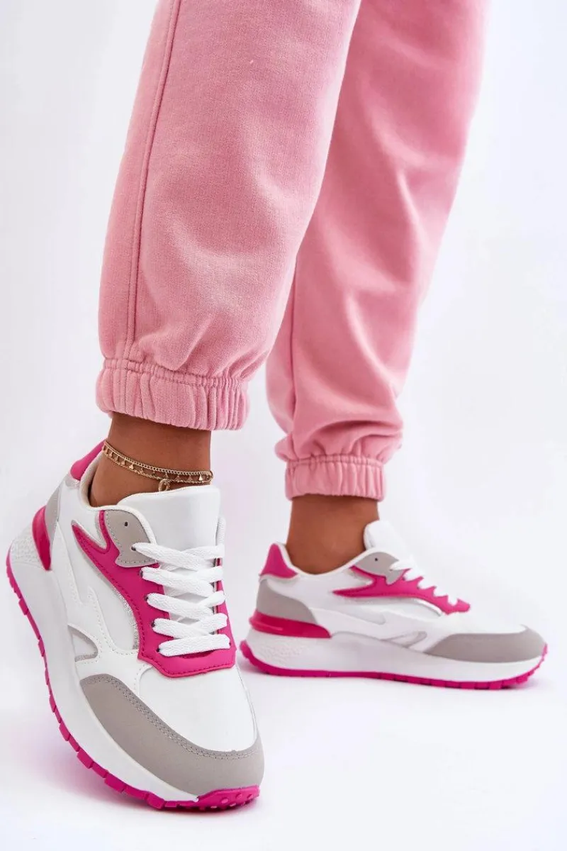 Sneakersy Damskie|Buty Sportowe Na Platformie>Boto Damskie Buty Sportowe Na Platformie Biało-Różowe Henley