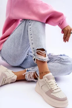 Discount Damskie Buty Sportowe Na Wysokiej Platformie Jasnobeżowe Bexley Damskie Buty Sportowe Na Platformie|Sneakersy Damskie