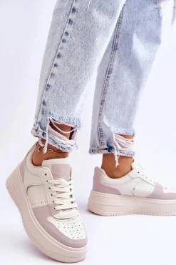 Discount Damskie Buty Sportowe Na Wysokiej Platformie Jasnobeżowe Bexley Damskie Buty Sportowe Na Platformie|Sneakersy Damskie