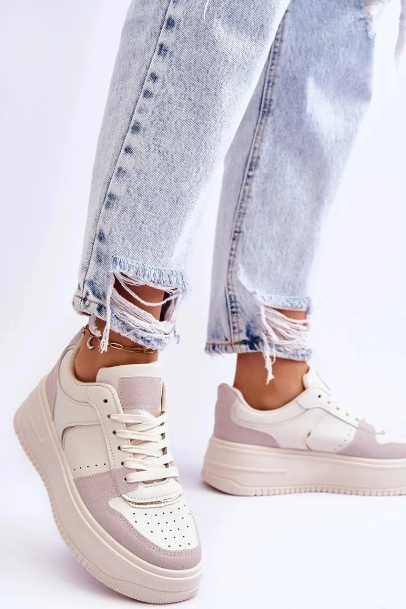 Discount Damskie Buty Sportowe Na Wysokiej Platformie Jasnobeżowe Bexley Damskie Buty Sportowe Na Platformie|Sneakersy Damskie