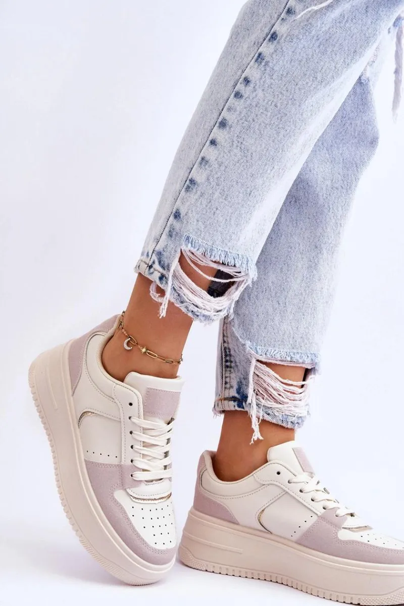 Discount Damskie Buty Sportowe Na Wysokiej Platformie Jasnobeżowe Bexley Damskie Buty Sportowe Na Platformie|Sneakersy Damskie