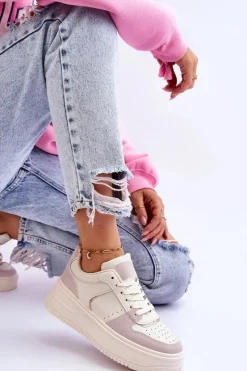 Discount Damskie Buty Sportowe Na Wysokiej Platformie Jasnobeżowe Bexley Damskie Buty Sportowe Na Platformie|Sneakersy Damskie