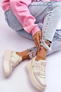 Discount Damskie Buty Sportowe Na Wysokiej Platformie Jasnobeżowe Bexley Damskie Buty Sportowe Na Platformie|Sneakersy Damskie