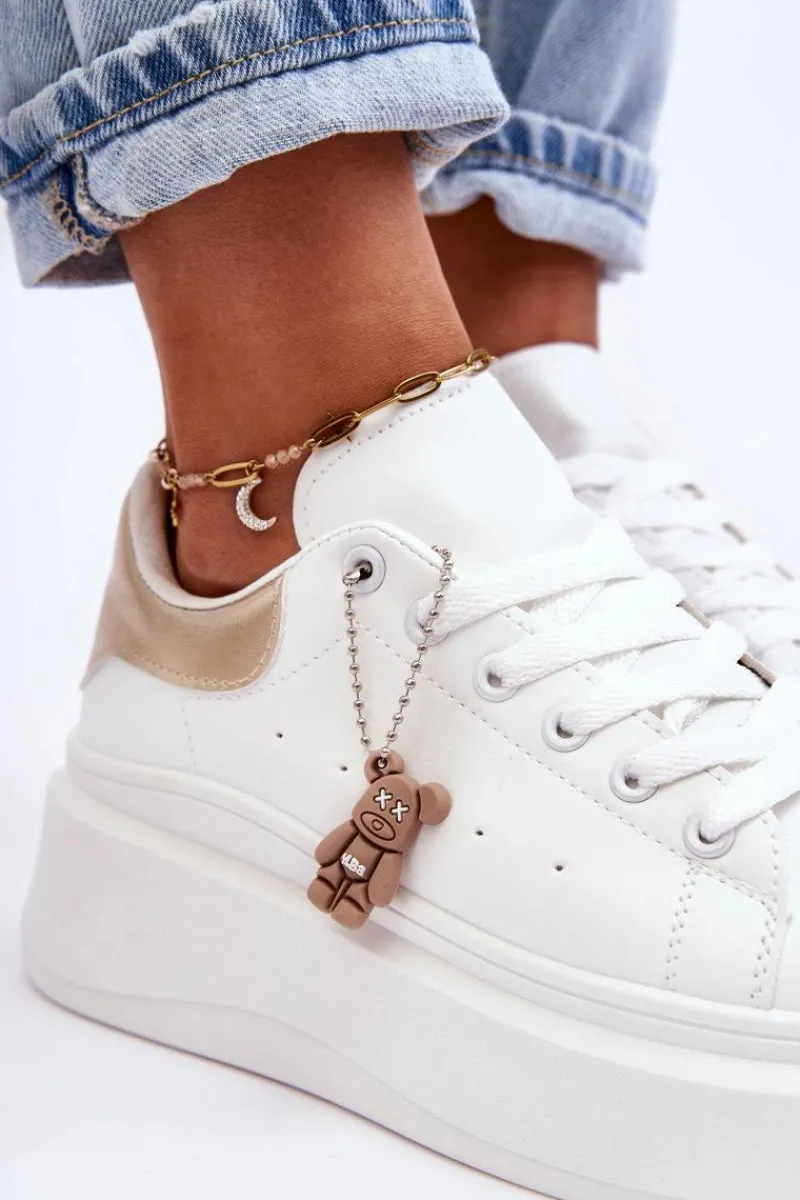 Best Boto Damskie Buty Sportowe Na Masywnej Platformie Biało-Złote Mariell