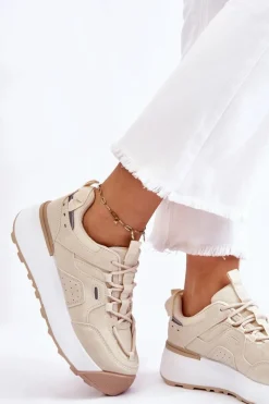 Damskie Buty Sportowe Na Platformie Jasnobeżowe Dakari Damskie Buty Sportowe Na Platformie|Sneakersy Damskie