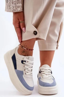 Buty Sportowe Na Platformie|Sneakersy Damskie>Boto Damskie Buty Sportowe Na Masywnej Platformie Biało-Niebieskie Gemma