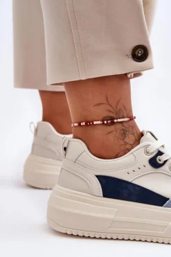 Buty Sportowe Na Platformie|Sneakersy Damskie></noscript>Boto Damskie Buty Sportowe Na Masywnej Platformie Biało-Niebieskie Gemma