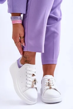 Sneakersy Damskie>Boto Damskie Buty Sportowe Na Masywnej Platformie Biało-Fioletowe Chante