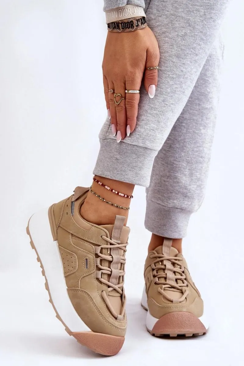 Discount Damskie Buty Sportowe Na Platformie Beżowe Dakari Damskie Buty Sportowe Na Platformie|Sneakersy Damskie