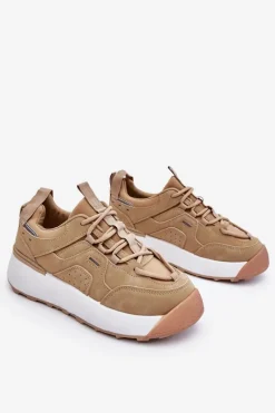 Discount Damskie Buty Sportowe Na Platformie Beżowe Dakari Damskie Buty Sportowe Na Platformie|Sneakersy Damskie