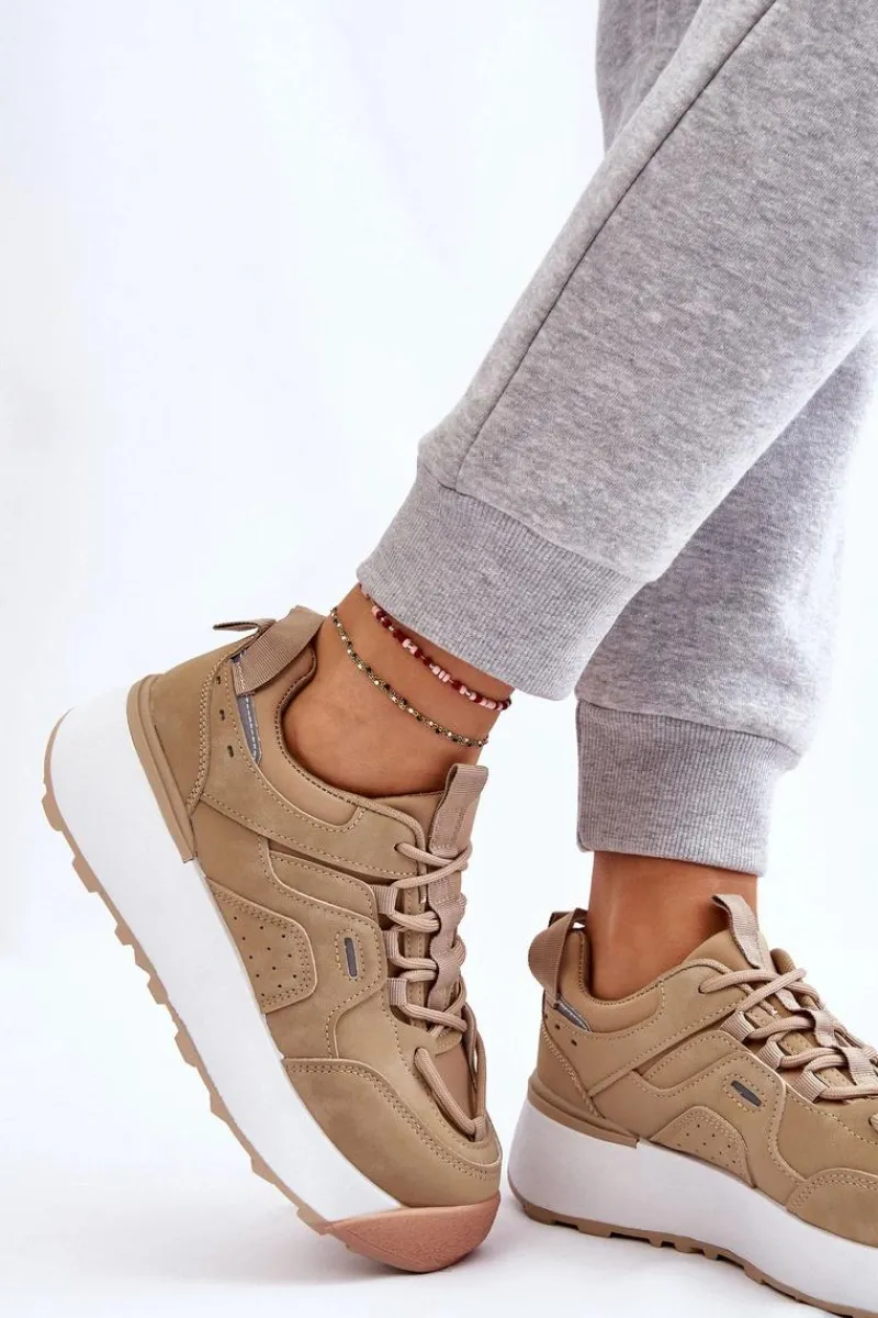 Discount Damskie Buty Sportowe Na Platformie Beżowe Dakari Damskie Buty Sportowe Na Platformie|Sneakersy Damskie