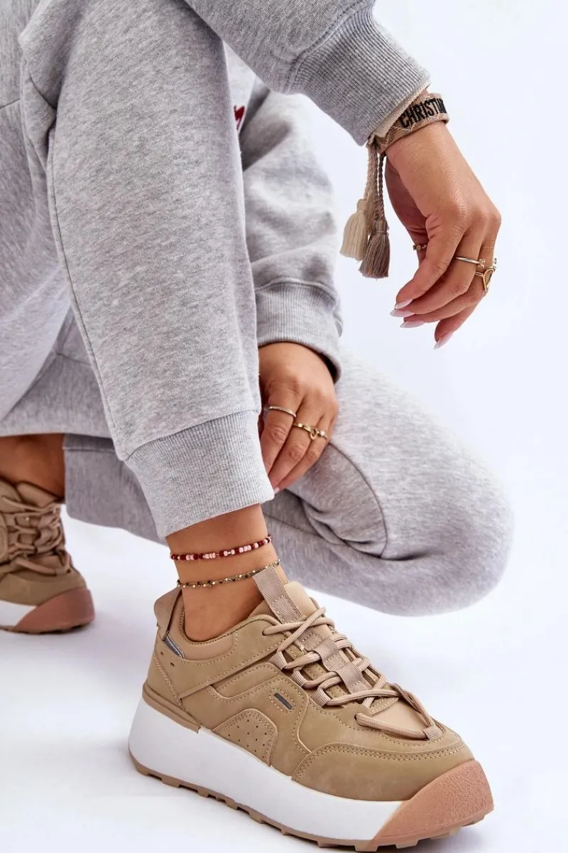 Discount Damskie Buty Sportowe Na Platformie Beżowe Dakari Damskie Buty Sportowe Na Platformie|Sneakersy Damskie