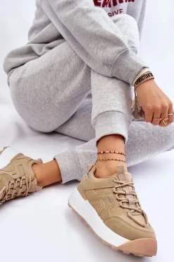 Discount Damskie Buty Sportowe Na Platformie Beżowe Dakari Damskie Buty Sportowe Na Platformie|Sneakersy Damskie