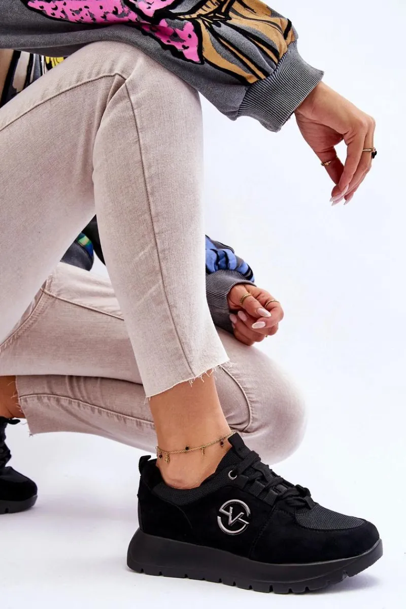Buty Sportowe Na Platformie|Sneakersy Damskie>Buty damskie Vinceza Damskie Buty Sportowe Na Platformie Czarne Aisha