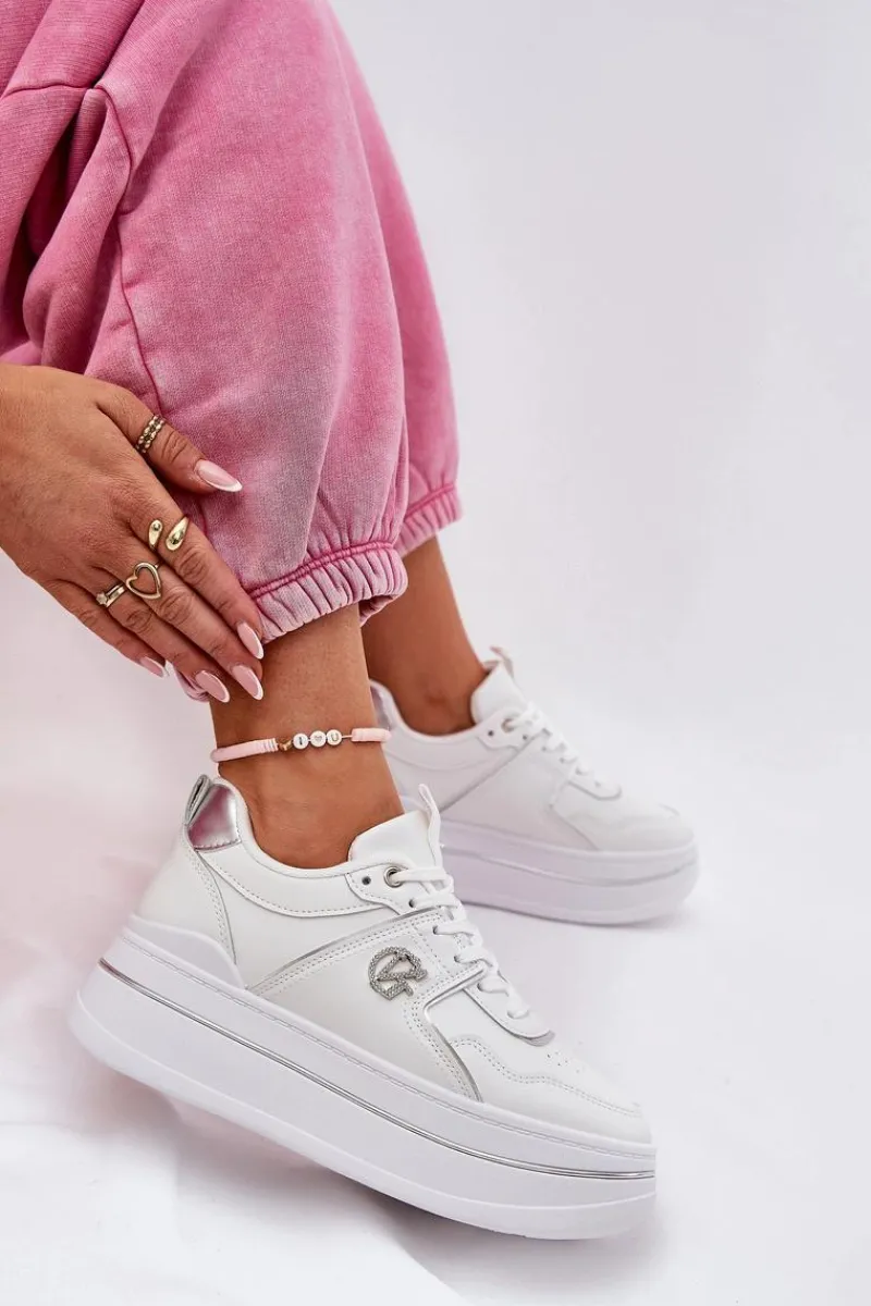 Buty Sportowe Na Platformie|Sneakersy Damskie>Boto Damskie Buty Sportowe Na Platformie Białe Caldeno Biały