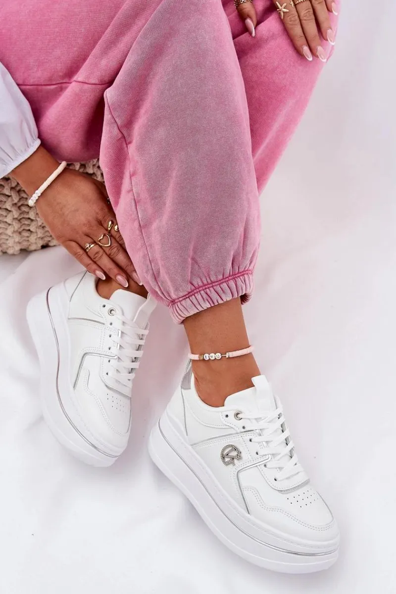 Buty Sportowe Na Platformie|Sneakersy Damskie>Boto Damskie Buty Sportowe Na Platformie Białe Caldeno Biały